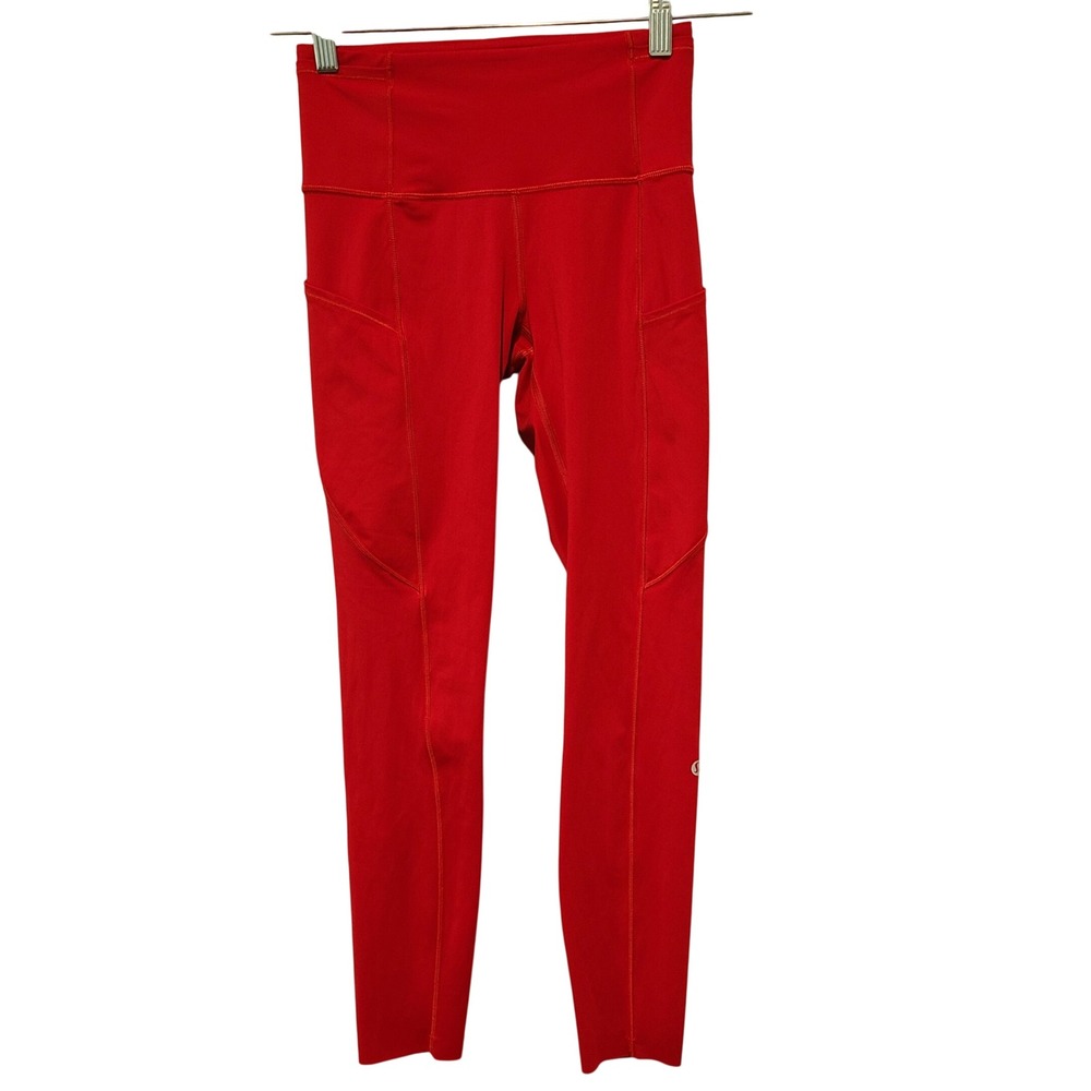 Lululemon Red High Performance Yoga Leggings Size 4 CA 35801 RN 106259‎ H8